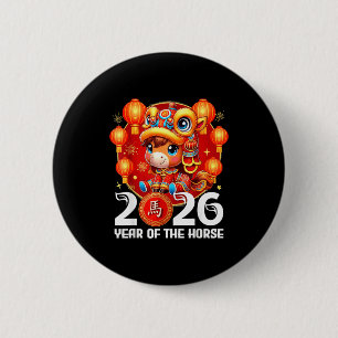 Badge Rond 5 Cm Conception du Nouvel An chinois de l'année du Chev