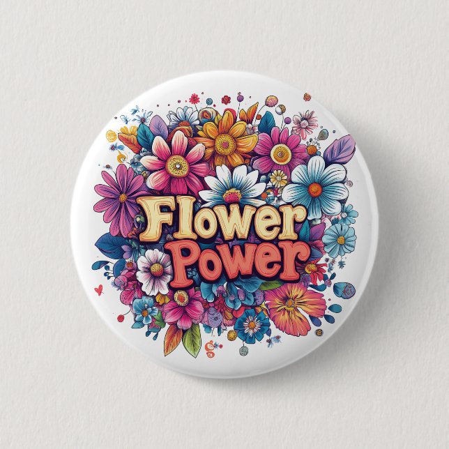 Badge Rond 5 Cm Conception dynamique de l'énergie des fleurs avec  (Devant)
