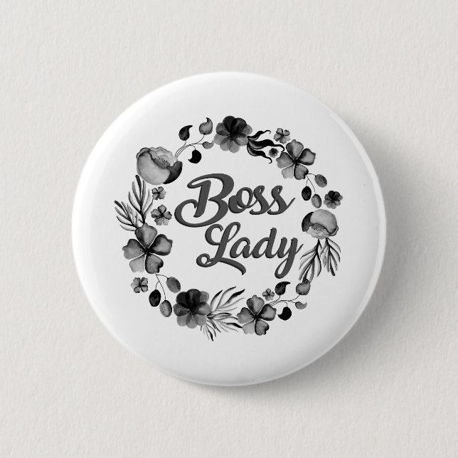 Badge Rond 5 Cm conception fleurie de dame de patron (Devant)