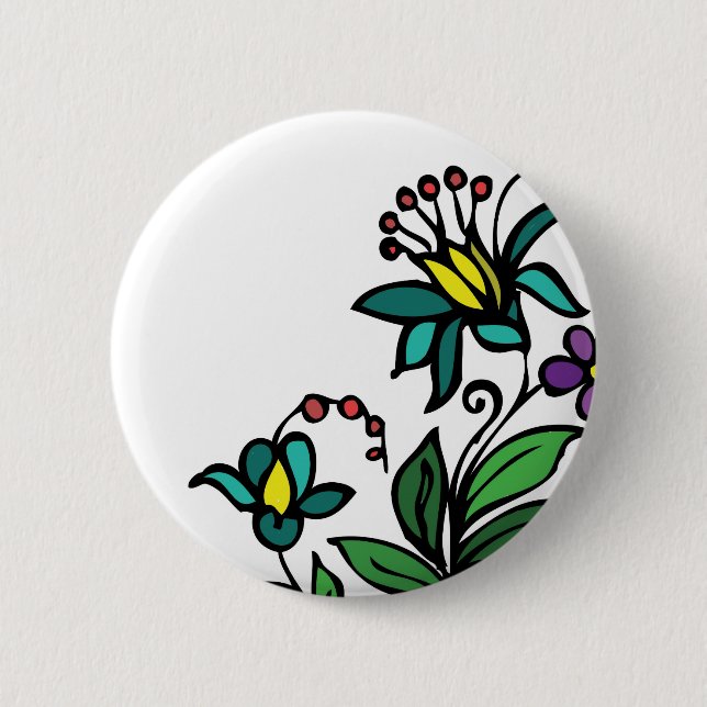 Badge Rond 5 Cm Conception florale de bouton de fleurs (Devant)