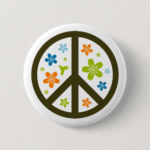 Badge Rond 5 Cm Conception florale de paix