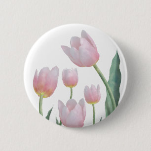 Badge Rond 5 Cm Conception florale de tulipes pastel