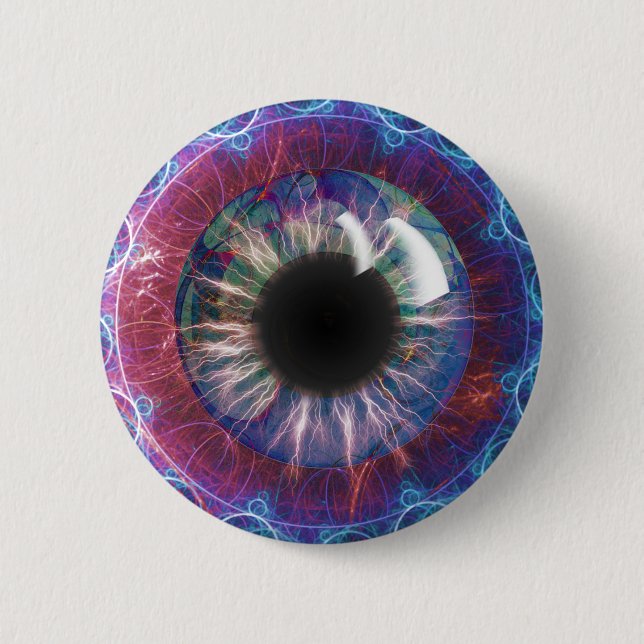 Badge Rond 5 Cm Conception fractale des yeux de Tesla (Devant)