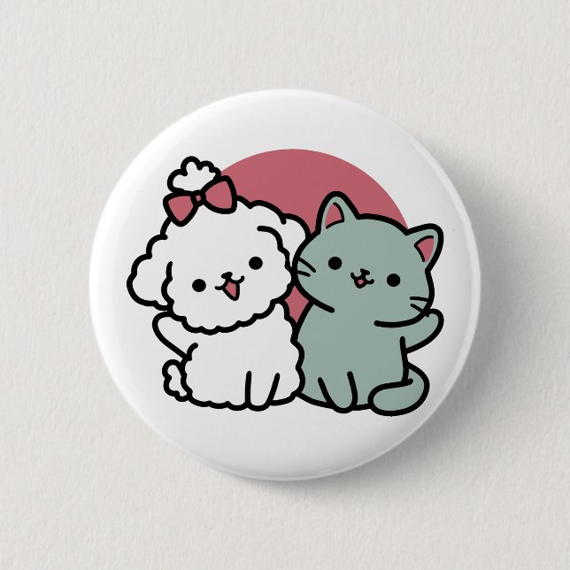Badge Rond 5 Cm Conception "Fur-Real Friends Forever" (Devant)