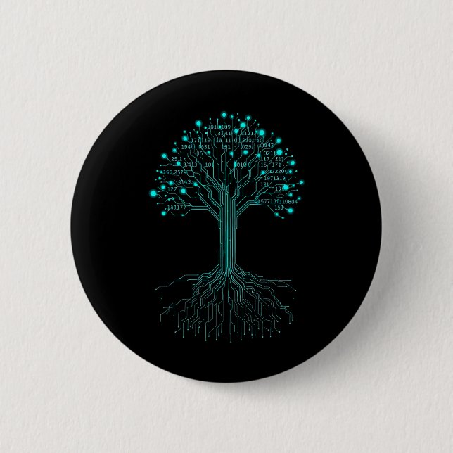 Badge Rond 5 Cm Conception Graphique de Programmation de Codage Bi (Devant)