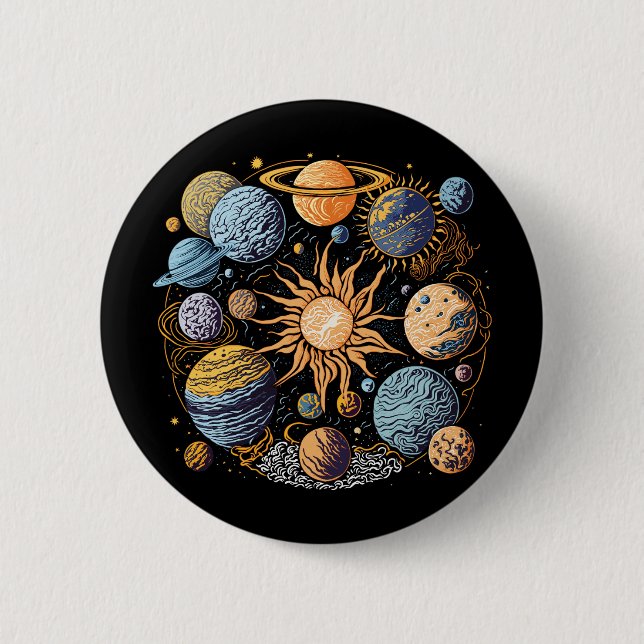 Badge Rond 5 Cm Conception graphique du système solaire (Devant)