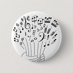 Badge Rond 5 Cm Conception graphique : fleurs des notes musicales