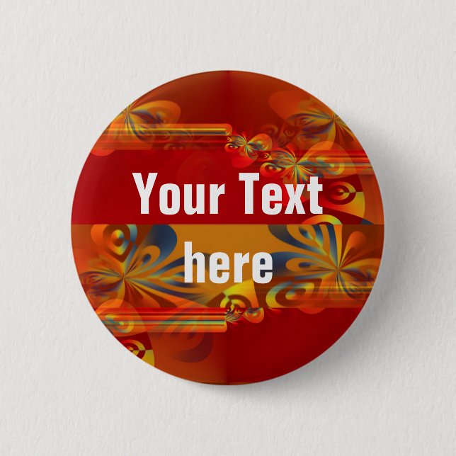 Badge Rond 5 Cm Conception Graphique Sans Couture - rouge orange I (Devant)
