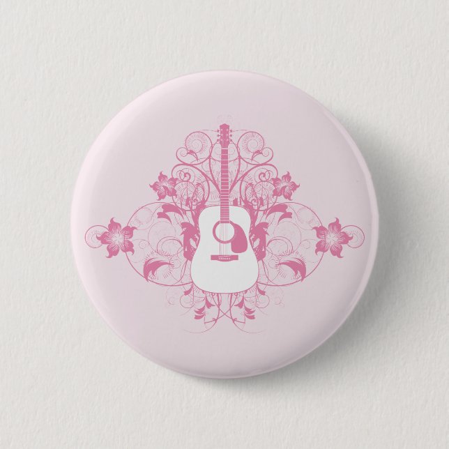 Badge Rond 5 Cm Conception guitare (Devant)