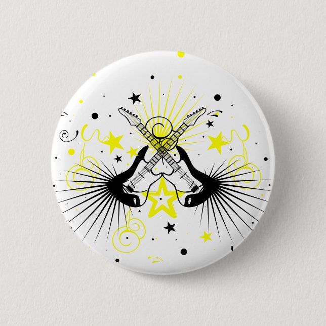 Badge Rond 5 Cm Conception guitare (Devant)