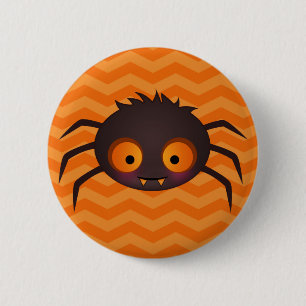Badge Rond 5 Cm Conception mignonne orange d'araignée de Hallowee