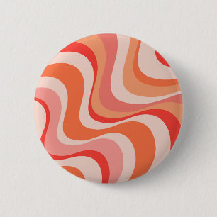 Badge Rond 5 Cm Conception moderne et colorée des vagues rétro