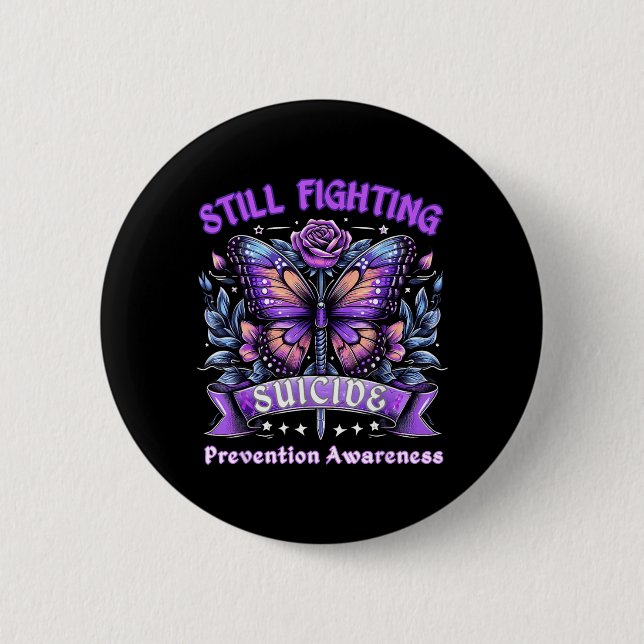 Badge Rond 5 Cm Conception Papillon (Devant)