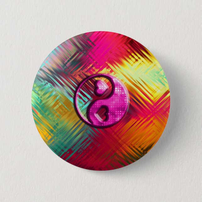 Badge Rond 5 Cm Conception psychédélique d'amour de paix (Devant)