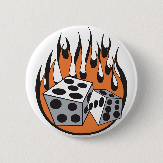 Badge Rond 5 Cm conception rétro de dés de flammes (Devant)