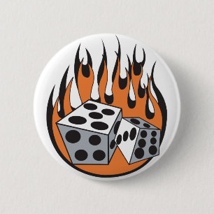 Badge Rond 5 Cm conception rétro de dés de flammes