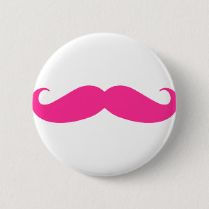 Badge Rond 5 Cm Conception rose de Stache de moustache