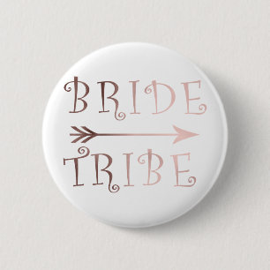 Badge Rond 5 Cm conception rose de tribu de jeune mariée d'or de