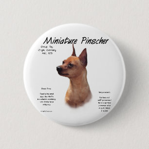 Badge Rond 5 Cm Conception (rouge) d'histoire de Pinscher