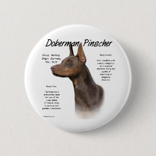 Badge Rond 5 Cm Conception (rouge) d'histoire de Pinscher de