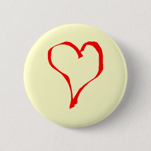 Badge Rond 5 Cm Conception rouge et crème de coeur d'amour