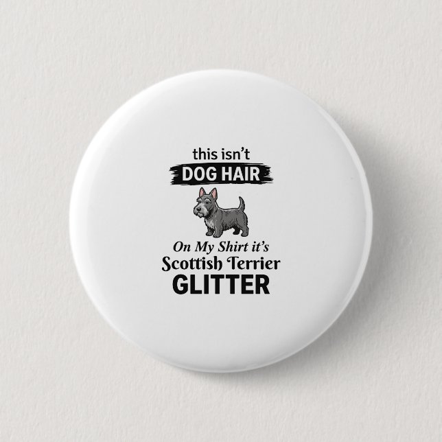 Badge Rond 5 Cm Conception Scottish Terrier Pailleté Amateur de Ch (Devant)