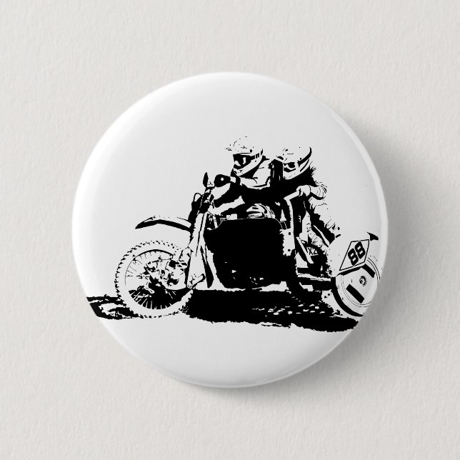 Badge Rond 5 Cm Conception simple de Sidecarcross (Devant)