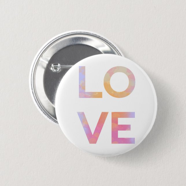 Badge Rond 5 Cm Conception sympa avec mot positif LOVE (Devant & derrière)