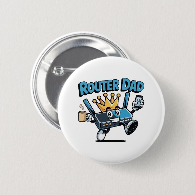 Badge Rond 5 Cm Conception technique drôle de papa routeur (Devant & derrière)