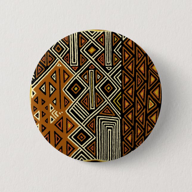 Badge Rond 5 Cm Conception Tribale Africaine Kuba (Devant)