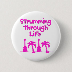 Badge Rond 5 Cm Conception tropicale de surf d'ukulélé de Hawaii
