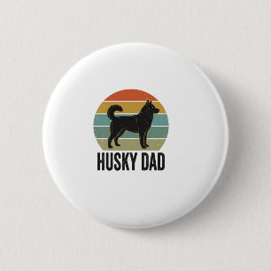 Badge Rond 5 Cm Conception vectorielle de chien rétro Husky Papa V