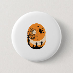 Badge Rond 5 Cm Conception vectorielle de cimetière de sorcière de