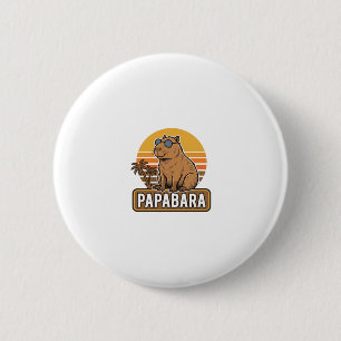 Badge Rond 5 Cm Conception vectorielle de papa capybara rétro PAPA