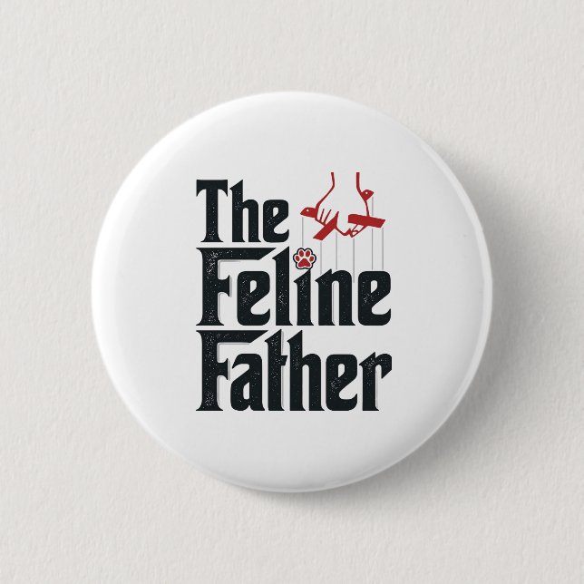 Badge Rond 5 Cm Conception vectorielle d'humour de chat de père fé (Devant)