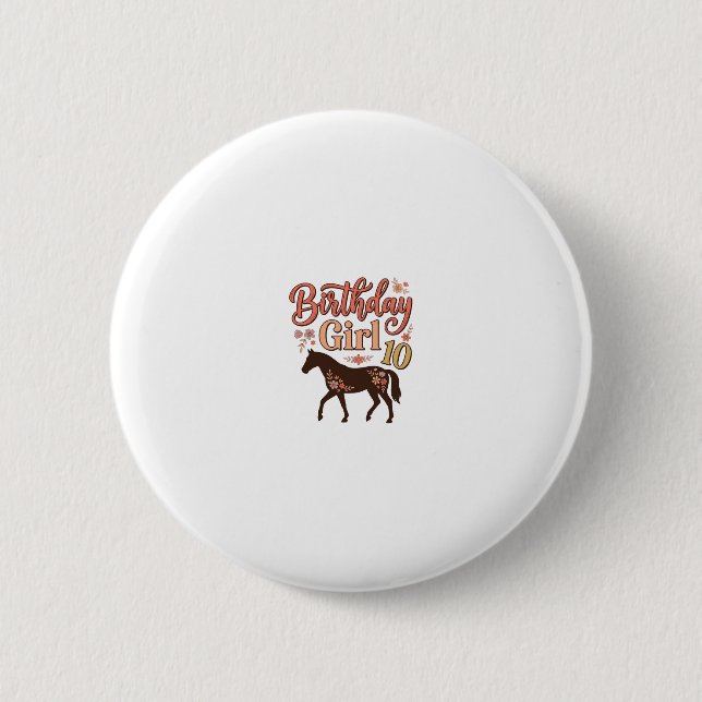 Badge Rond 5 Cm Conception vectorielle florale de cheval 10 pour f (Devant)