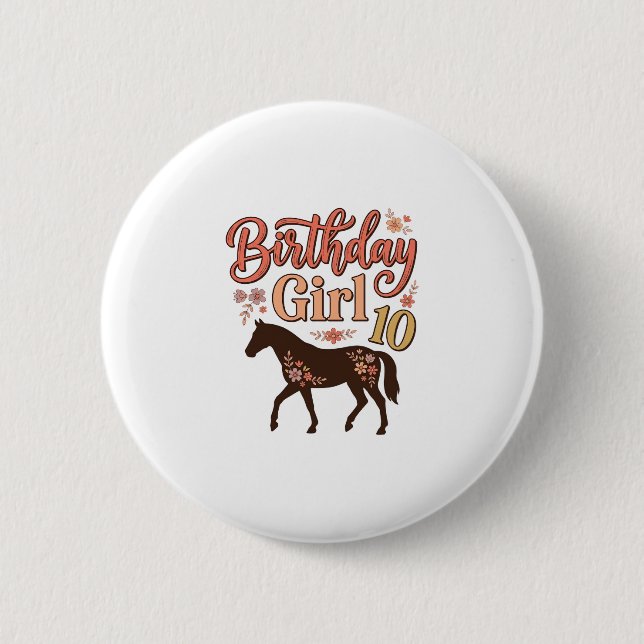 Badge Rond 5 Cm Conception vectorielle florale de cheval 10 pour f (Devant)