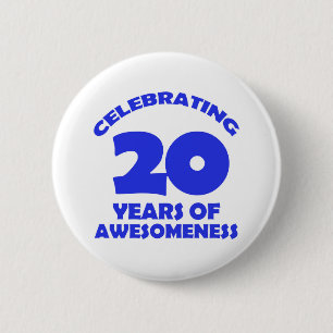 BADGE ROND 5 CM CONCEPTIONS D'ANNIVERSAIRE DE 20 ANNÉES