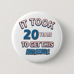 Badge Rond 5 Cm conceptions d'anniversaire de 20 ans