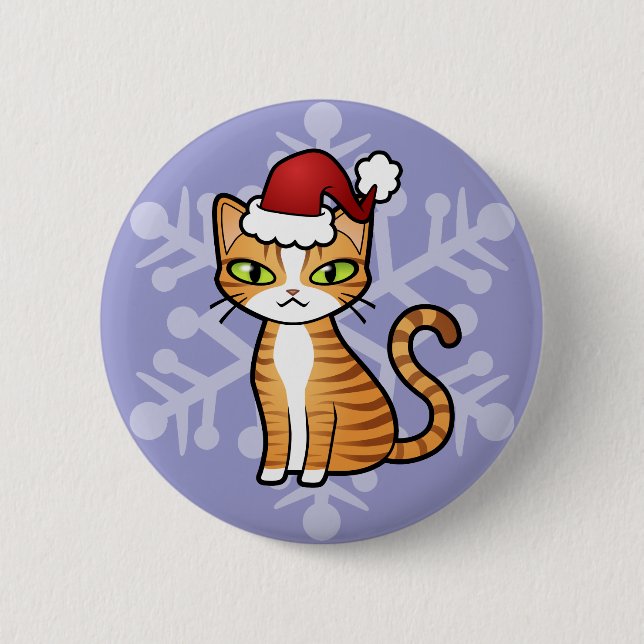 Badge Rond 5 Cm Concevez votre propre chat de dessin (Noël) (Devant)