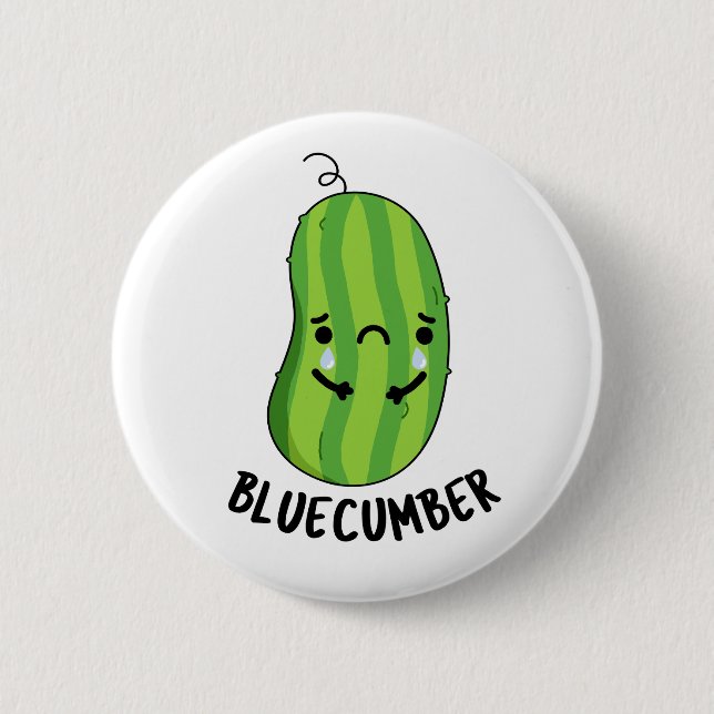 Badge Rond 5 Cm Concombre bleu Funny Sad Veggie Cucumber Pun (Devant)