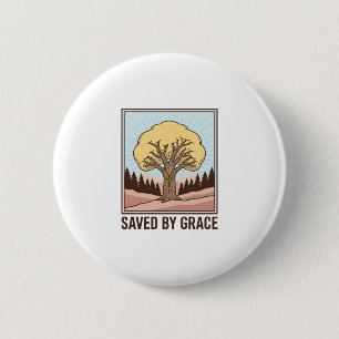Badge Rond 5 Cm Conçu par Saved by Grace Christian Tree Vintage Sh