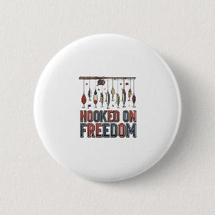 Badge Rond 5 Cm Conçu pour la liberté Chemise de pêche patriotique