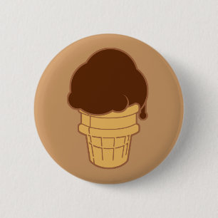 Badge Rond 5 Cm Cône de crème glacée au chocolat
