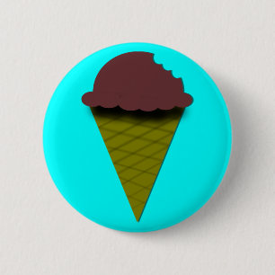 Badge Rond 5 Cm Cône de crème glacée au chocolat
