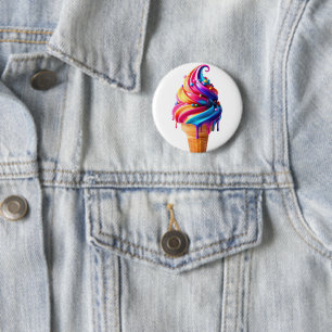 Badge Rond 5 Cm Cône de glace vibrant de SlipperyJoe's, un classiq