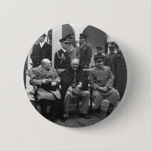 Badge Rond 5 Cm Conférence de Yalta Roosevelt Staline Churchill 19