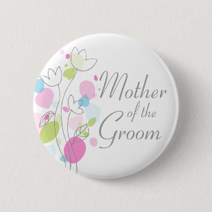 Badge Rond 5 Cm Confetti Mère du mariage Groom pin / bouton