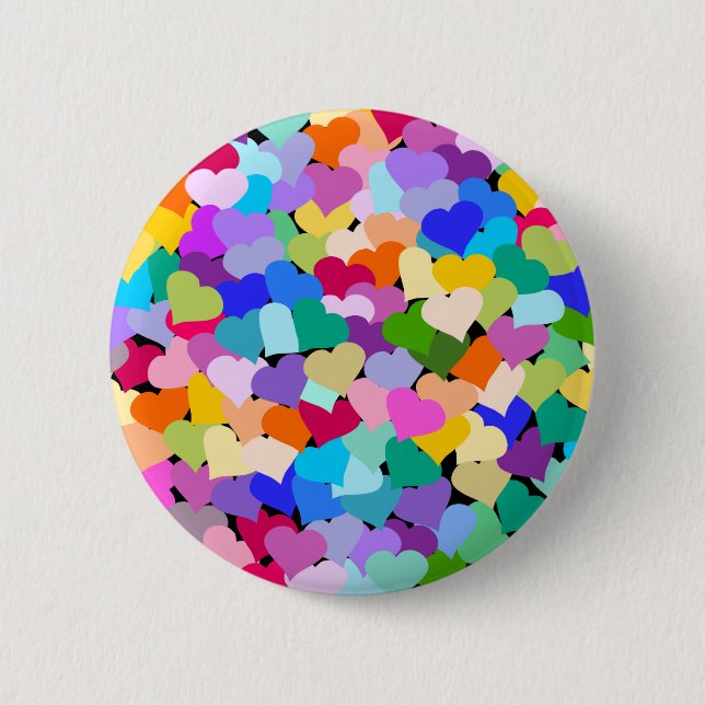 Badge Rond 5 Cm Confettis de coeur d'arc-en-ciel (Devant)