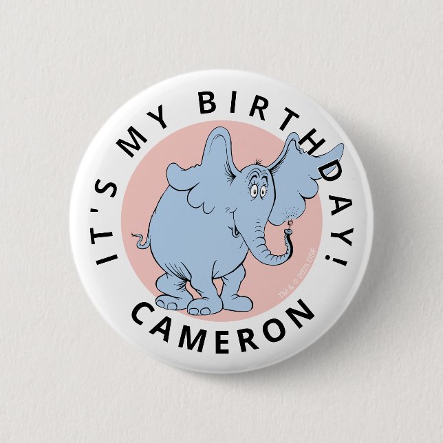 Badge Rond 5 Cm Confettis de personnages de Dr Seuss | Anniversair (Devant)